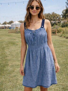 Converse One Star Smocked Layered Lightweight Dress M Babydoll Prairie Festival